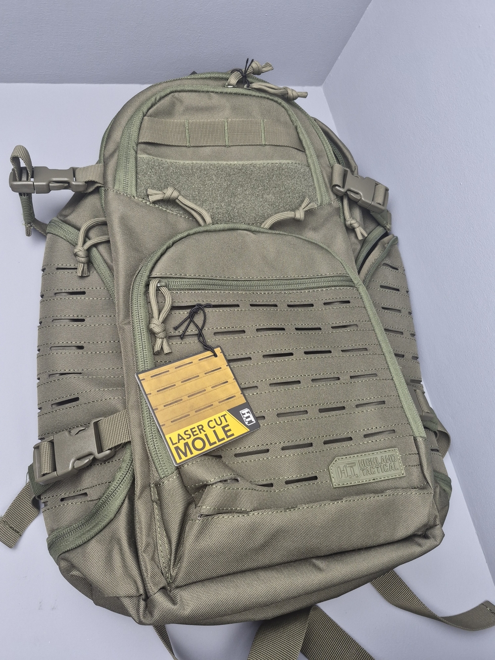 Highland Tactical Barrage Laser Cut MOLLE 20L Backpack Green